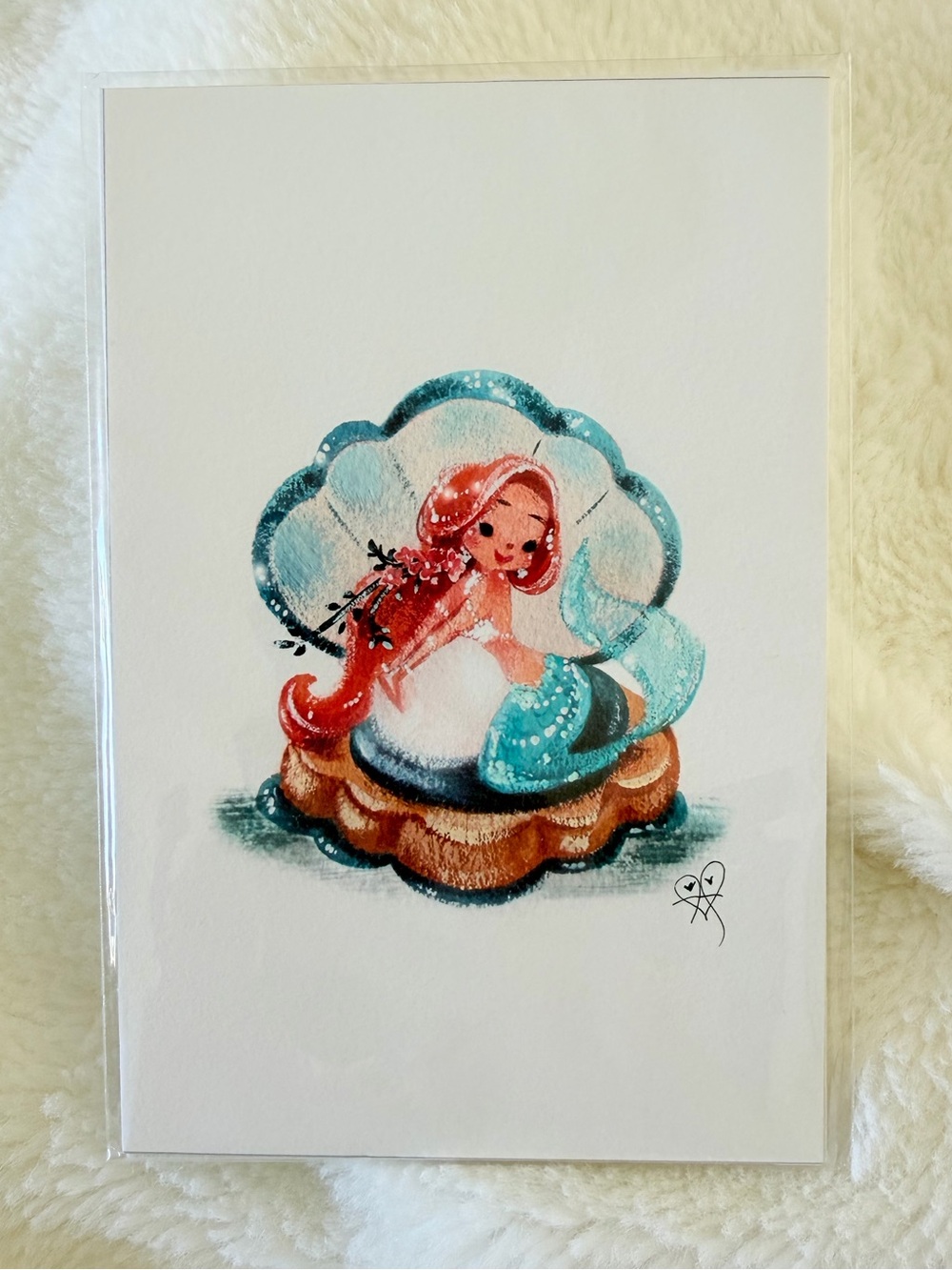 NIP Liana Hee Aquamarine Mermaid Fine Art Mini Print 4x6 Clamshell Whimsical